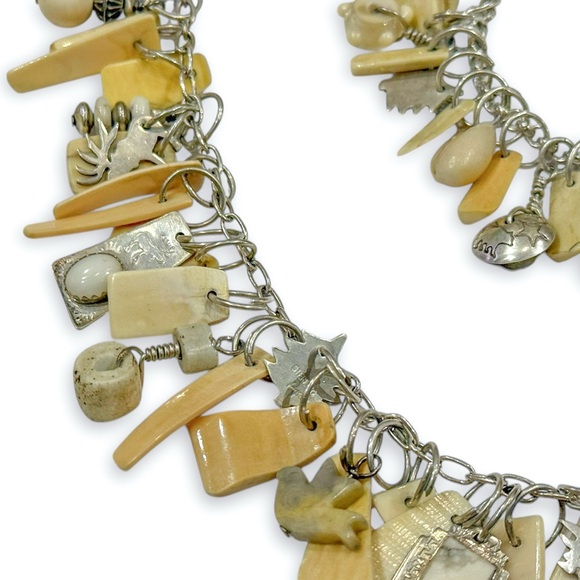 Stunning Harold Lujan Sterling, Fossilized Walrus Tusk Necklace and Bracelet Set - Picture 8 of 16